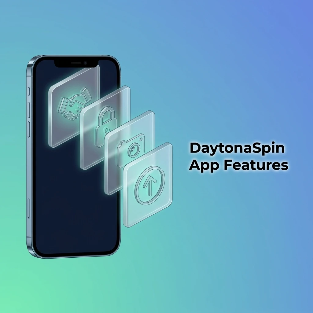 DaytonaSpin app features including live betting, casino games, deposits, withdrawals, and user profile tools on mobile