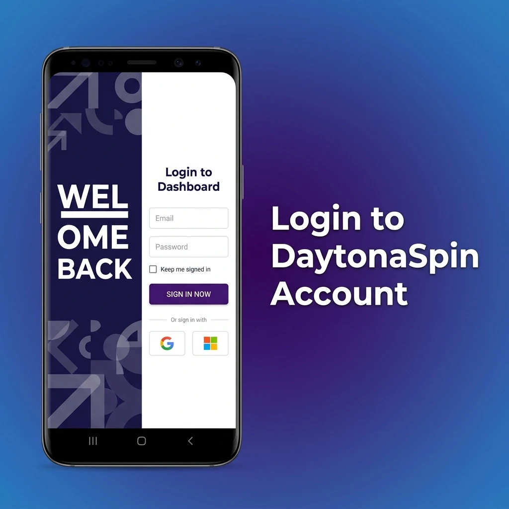DaytonaSpin account login screen showing username and password fields for secure gaming access