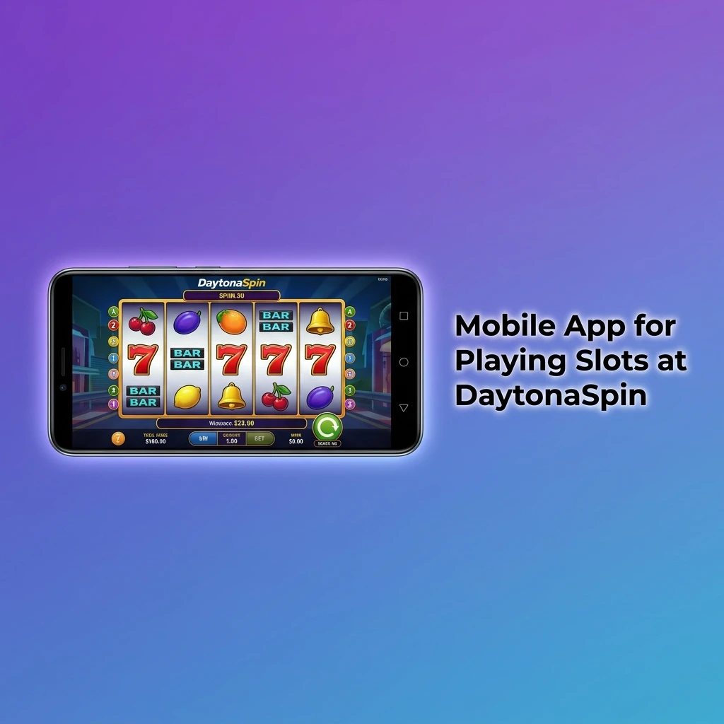 DaytonaSpin mobile app interface showing slots lobby with navigation panel and gameplay features on a smartphone screen