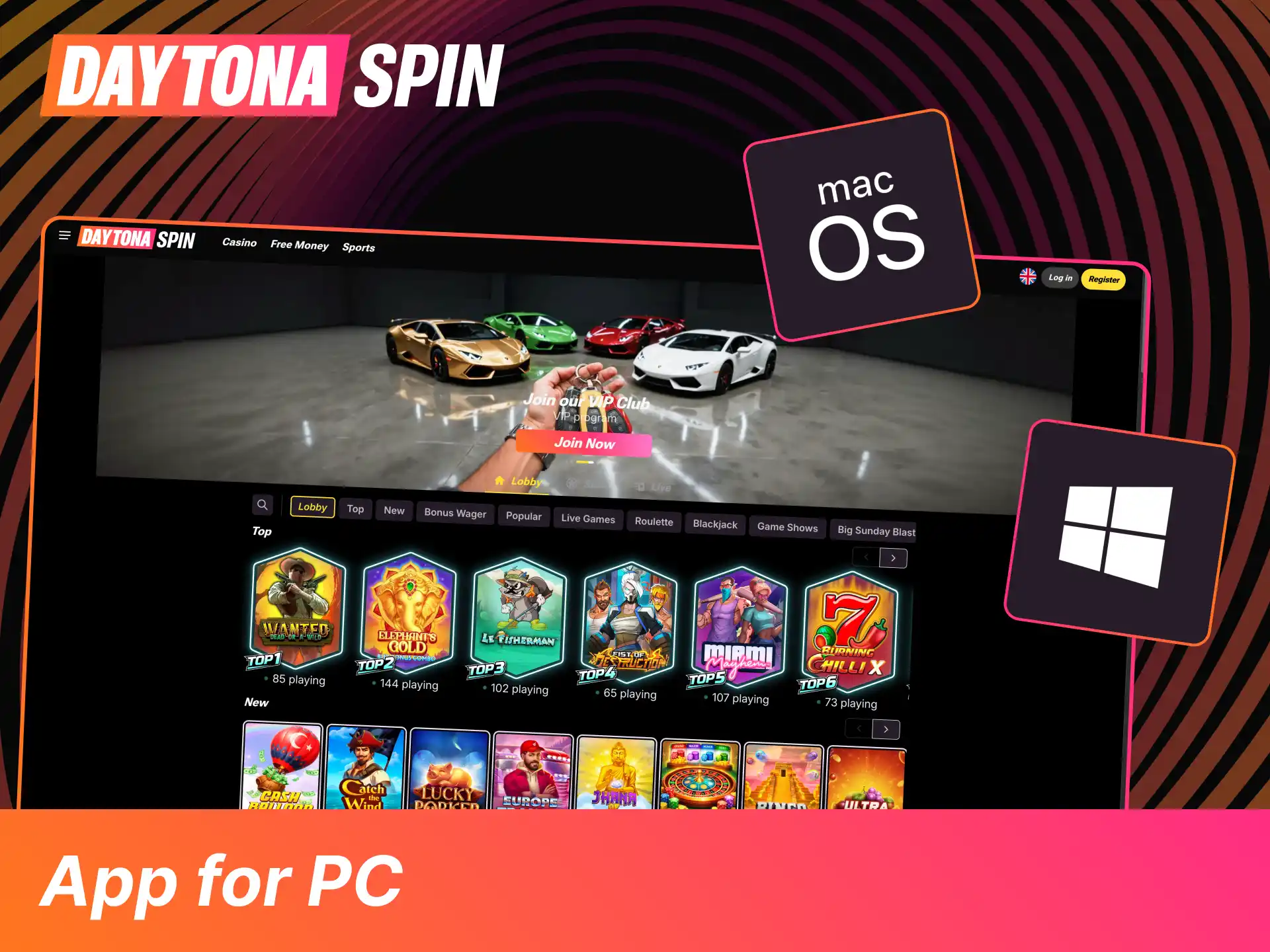 Play at DaytonaSpin on your PC today, and enjoy sports betting without downloading.