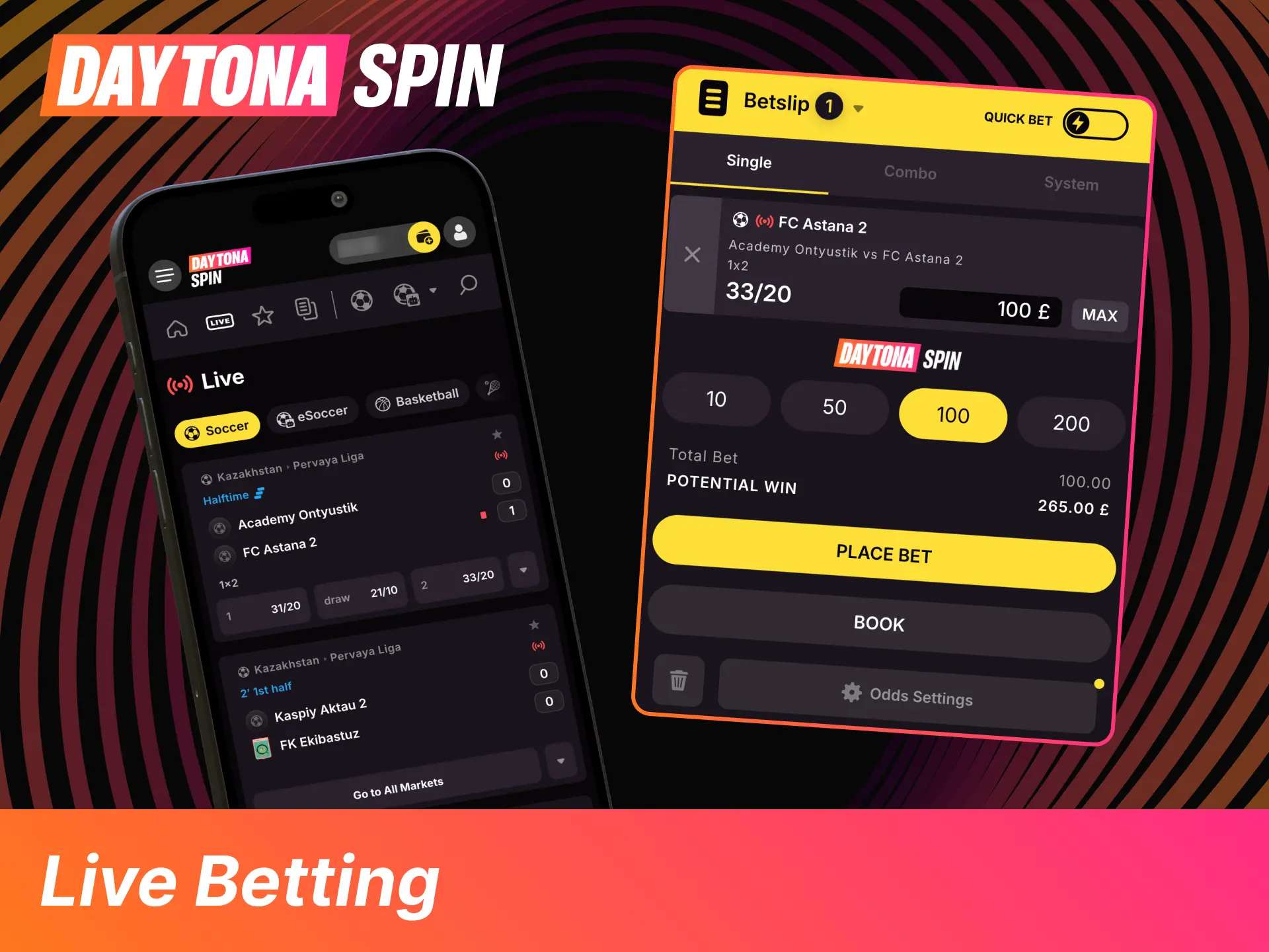 Explore live betting on DaytonaSpin today, and place real-time bets on your favorite sports.