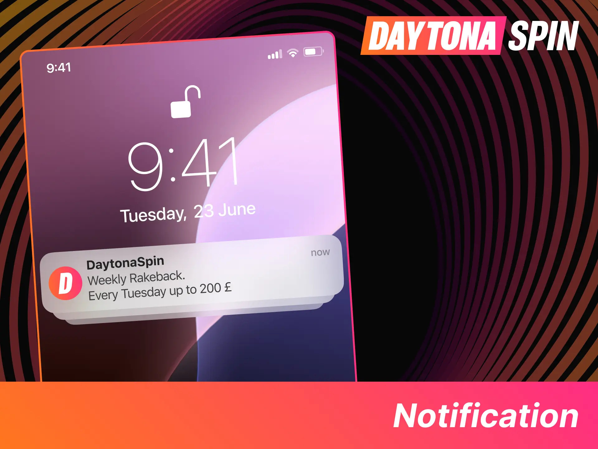 Enable DaytonaSpin push notifications today, and stay updated on top bonuses and events.