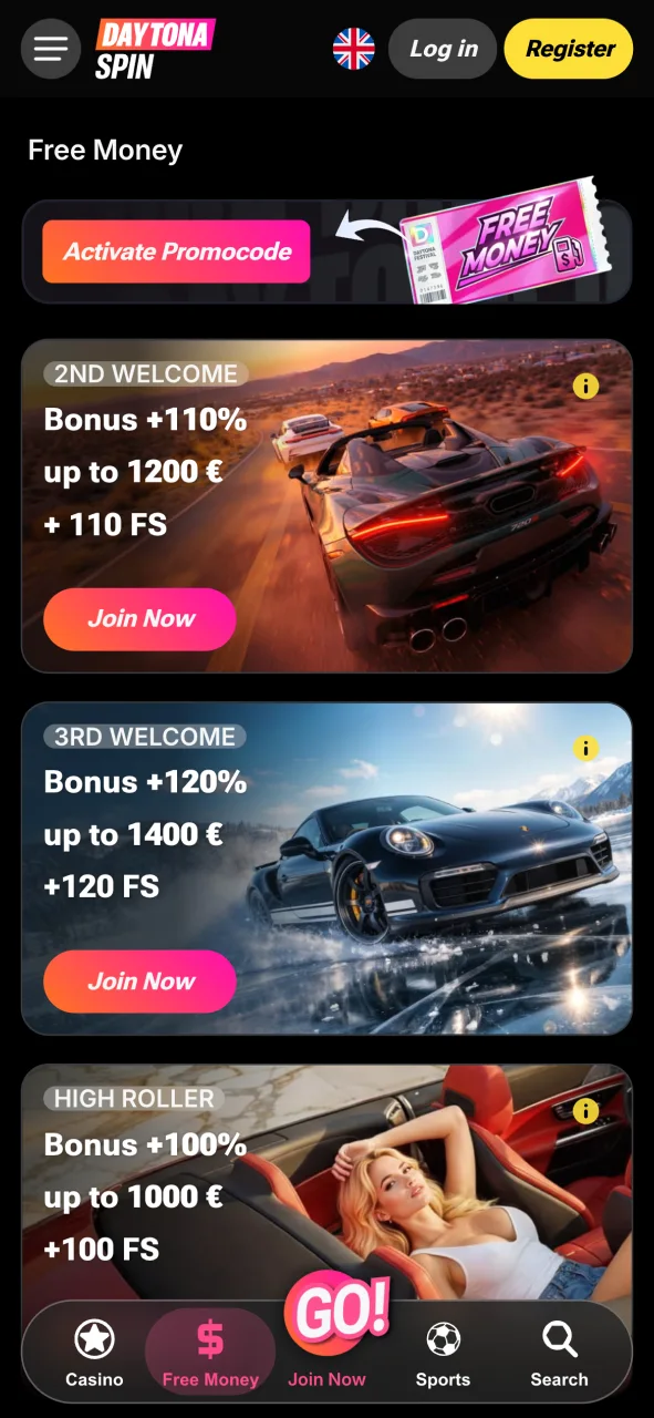 Check out DaytonaSpin promotional offers, and claim your exclusive bonuses today.