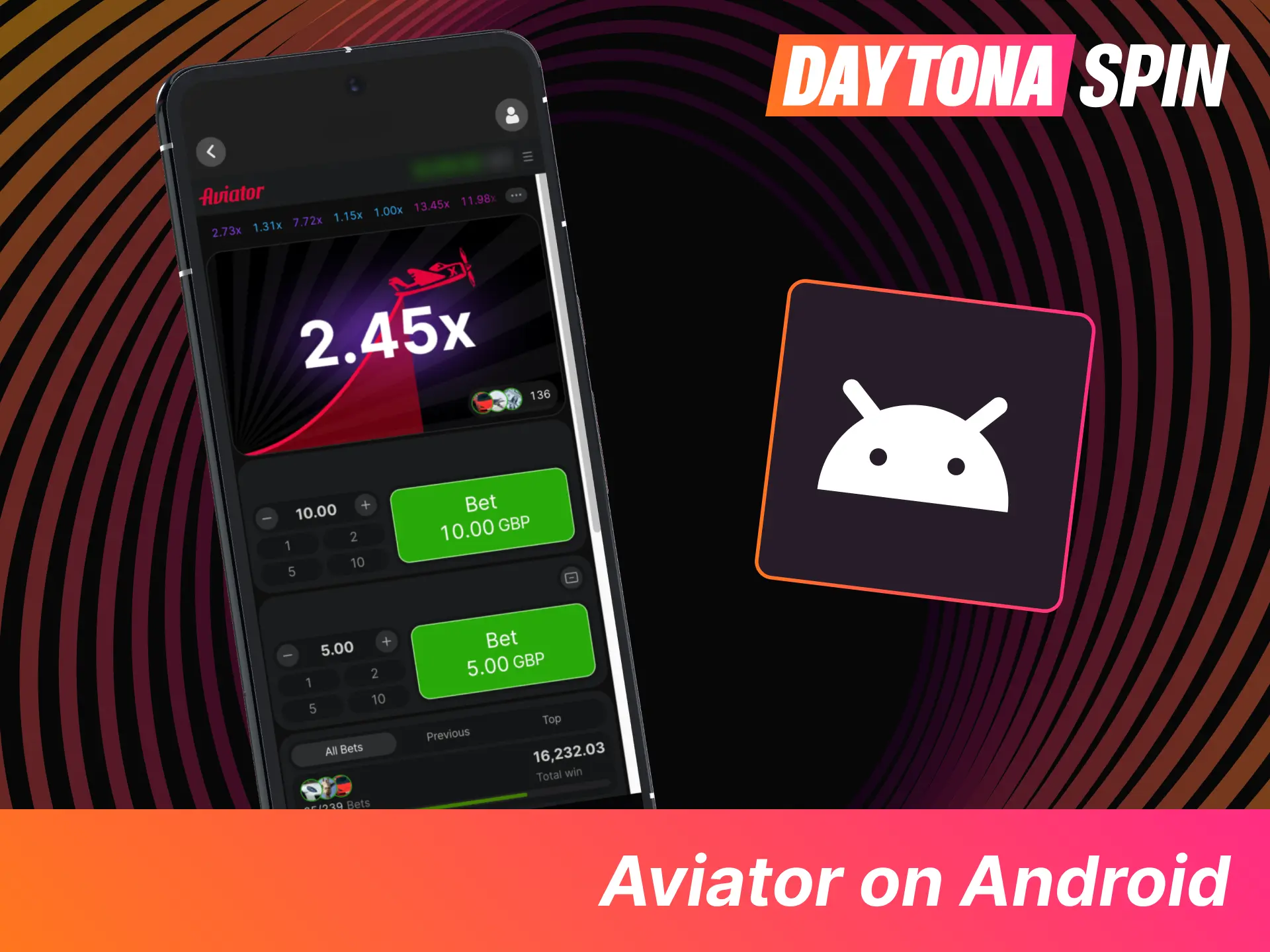 Download the DaytonaSpin Android APK today, install the app in minutes, and play Aviator directly on your mobile device.