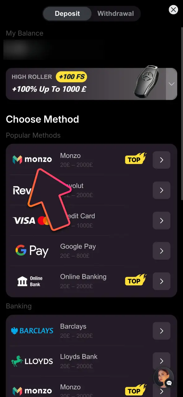 Choose your preferred payment method at DaytonaSpin today, including Visa, Revolut, Monzo, or Bitcoin, for fast top-ups.