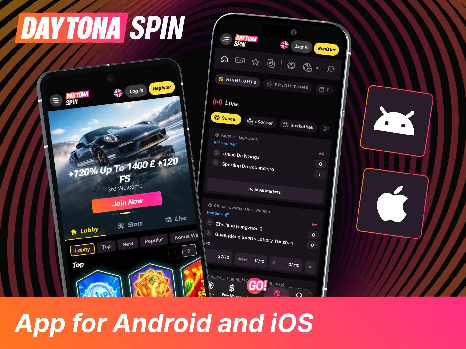 Download the DaytonaSpin app today, and play your favorite casino games on the go.