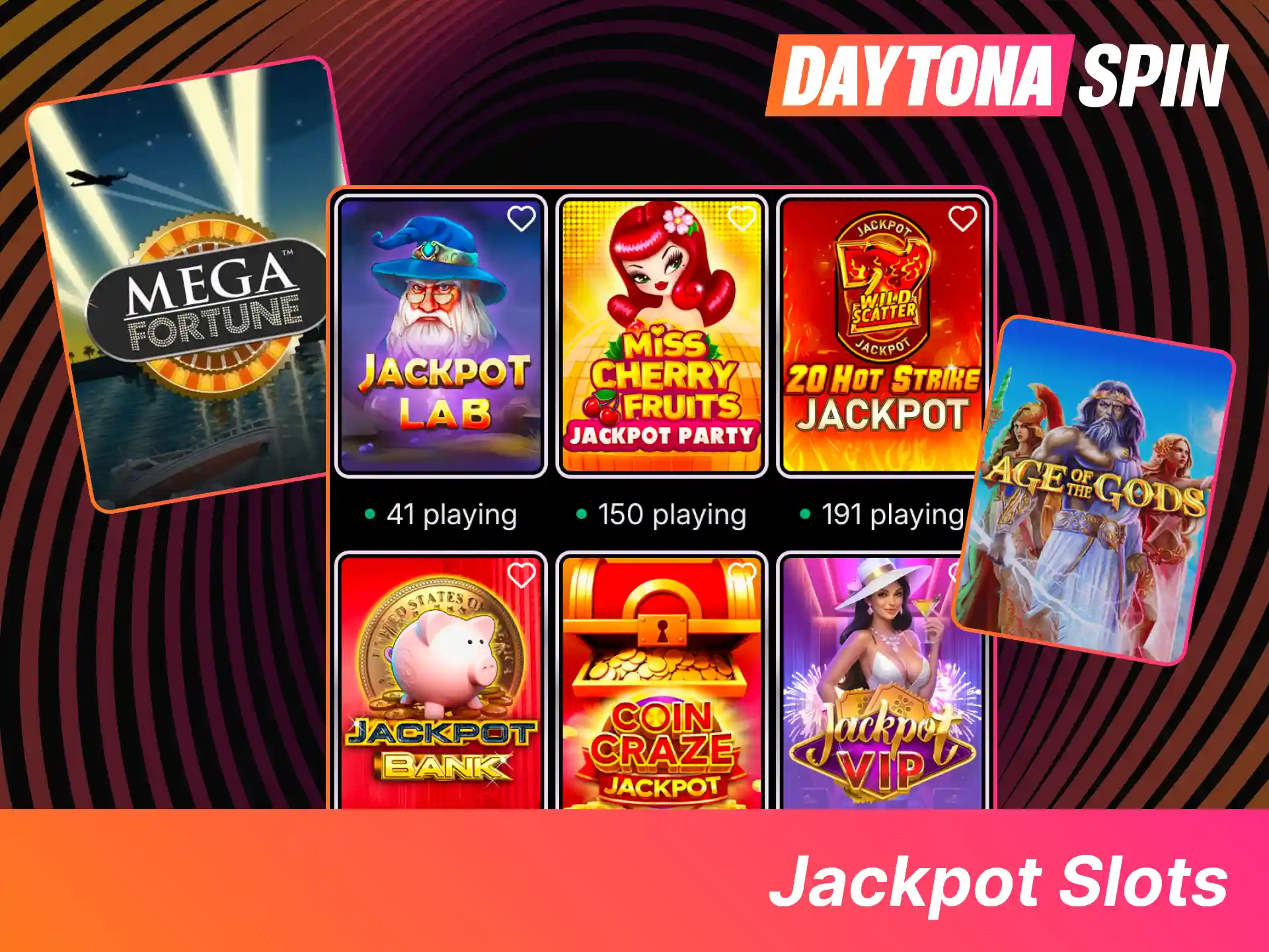 Play jackpot slots at DaytonaSpin today, target fixed or progressive prize pools, and spin for life-changing payouts.